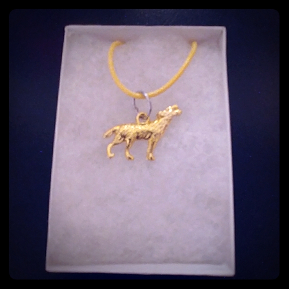 Gold Howling Wolf Necklace